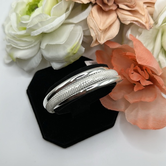 Mesh & Silver Cuff Bangle Bracelet NEW! - Picture 5 of 6